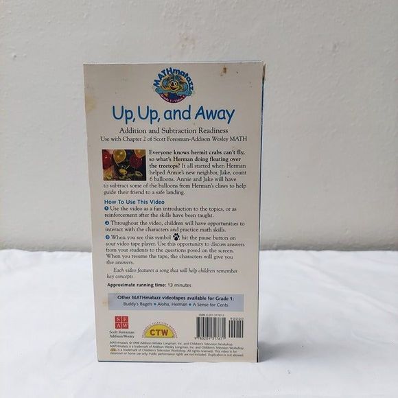 MATHmatazz - Up, Up, and Away - Grade 1, Video 1 VHS 1998 Tested - Picture 3 of 7